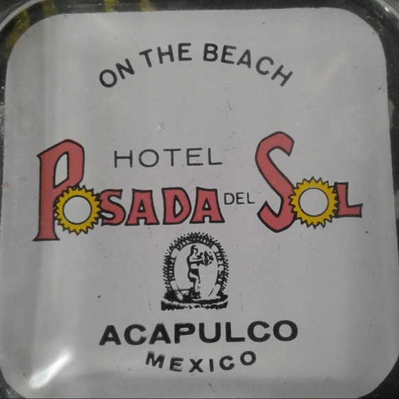 Vintage Glass Square Mid Century HOTEL Posada Del Sol ACAPULCO ashtray - Picture 7 of 7